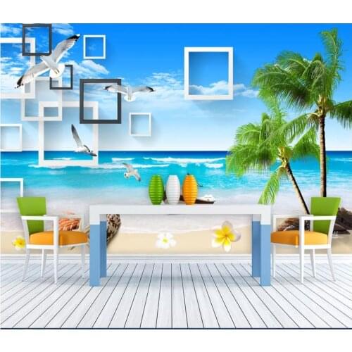 Custom photo wallpaper for walls 3 d murals wallpaper 3D beautiful Mediterranean sea view tree sea TV background wall papers
