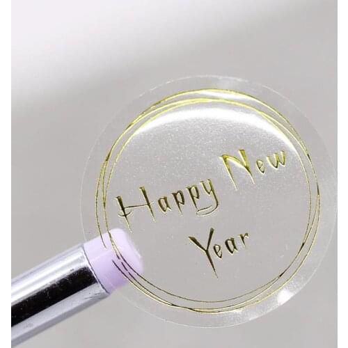 Transparent Happy New Year labels sticker,Gift Labels Stickers,Decoration Labels Seal Stickers 120pcs/lot