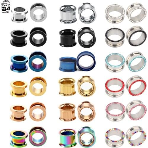 2pcs Stainless Steel Ear Plugs Tunnels Piercings Flared Screwed Earrings Expander Earlet Gauges Body Piercings Jewelry 3mm-25mm