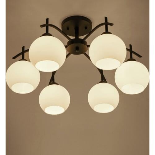 North American 3-lights 5 lights 6 lights 8-lights ceiling lamp simple living room dining room bedroom iron glass LED lighting