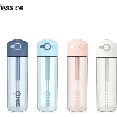 Master Star New Design Sport Water Bottle With Straw Cup 450ml/550ml Transparent Milk Fruit Water Cups