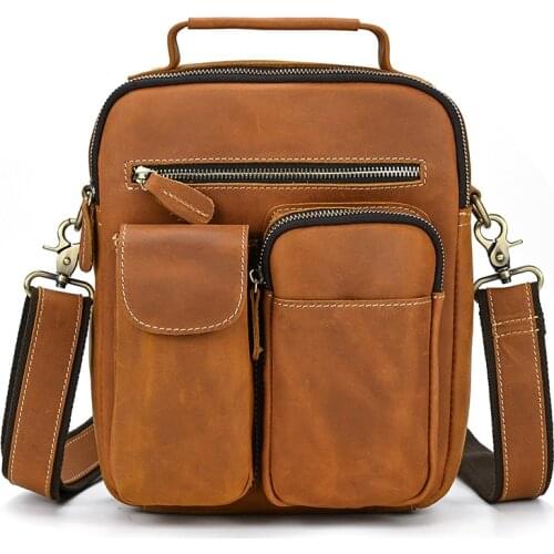Newsbirds Leather Shoulder Bag Vintage Crossbody Bag Of Men Male Messenger Bag With Handle Cowskin Sling Bags for man
