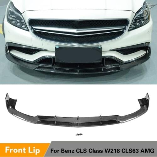Carbon Fiber Front Bumper Lip Splitters Cupwings for Mercedes-Benz W218 CLS63 AMG S Sedan 4-Door 2015 - 2017 Splitters FRP Black