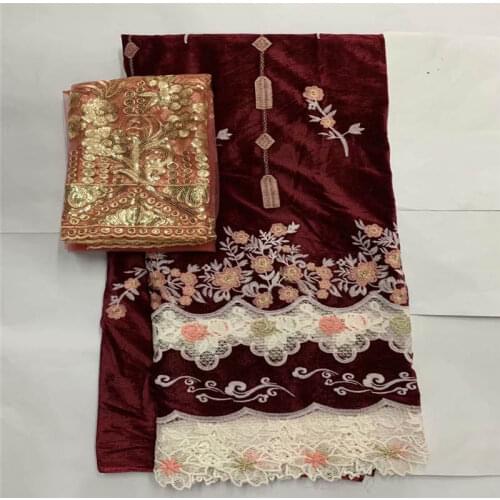 Latest High Quality Embroidered Printed Velvet Fabric For Ladies To Wear Soft And Comfortable Silk Velvet Fabric 7 Yards!LXF9952