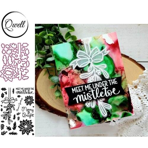 QWELL Cutting Dies With Clear Stamps Stencil Delicacy Flowers Leaves Words DIY Scrapbooking Decor Album Craft Craft 2020