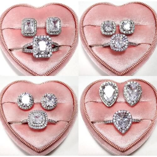 ZAKOL Fashion Crown Women Classic Shining Round Cz Zircon Small Stud Earrings Necklace Set for Men Crystal Party Jewelry Gift