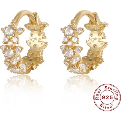 Hot Sale 925 Sterling Silver Earring Gold Color Small Circle Hoop Earrings For Women Birthday Simple Noble Jewelry Gift NO.8