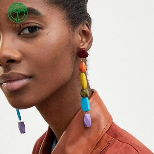 Vintage Geometric Wooden Beads Earrings For Women Pendientes Wedding Party Jewelry Earring Accessories