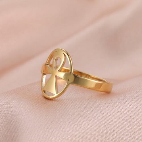 COOLTIME Cross Ring for Women Stainless Steel Gold Color Cravat Finger Ring Party Vintage Jewelry Nurse Gifts Wholesale