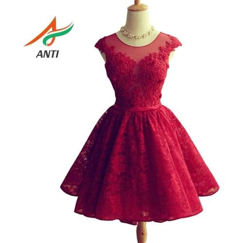 ANTI Burgundy Short Tulle Graduation Dress Knee-Lengeh Special Occasion Dress Women Plus Size 8th Grade mezuniyet elbiseleri