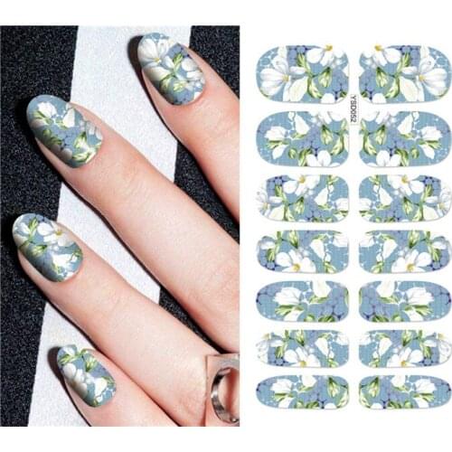 1 sheet DIY Nail Art Water Transfer Stickers White Gardenia Lily slider adhesive Watermark Decals Women Beauty Wedding Nails