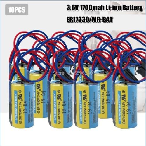10PCS 3.6V 1700mAh MR-BAT ER17330V Battery With Plug For CNC Machine Tools Server Programmer 1700mAh PLC Lithium Batteries