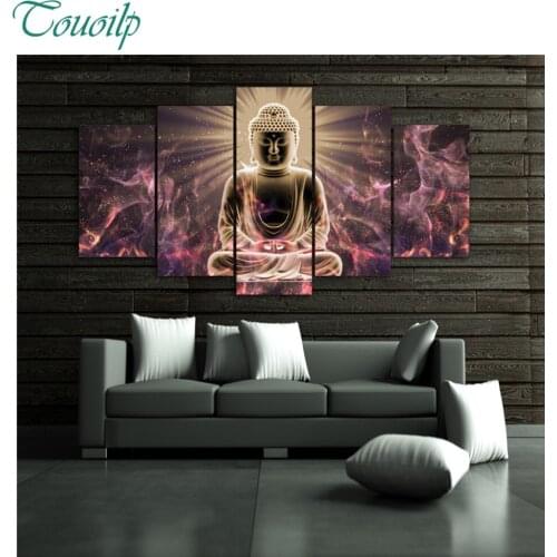 2018 new 5pcs 5D Diy Diamond Cross Diamond Rhinestone Diamond Mosaic Buddha statue Round&Square Home Decor Hanging on the wall