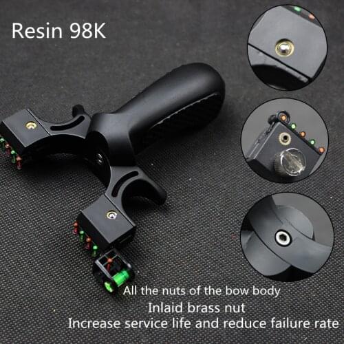 2021 High Precision Resin 98K Slingshot Free Binding Fast Pressing Clip Flat Leather Outdoor Shooting Hunting Competitive Sports