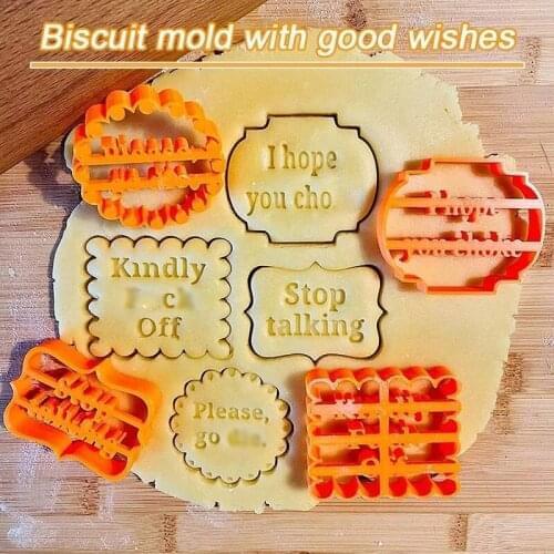 4pcs Cookie Molds With Good Wishes Cookie Form With Fun And Irreverent Phrases Cookie Tools For Baking Biscuit Cutters