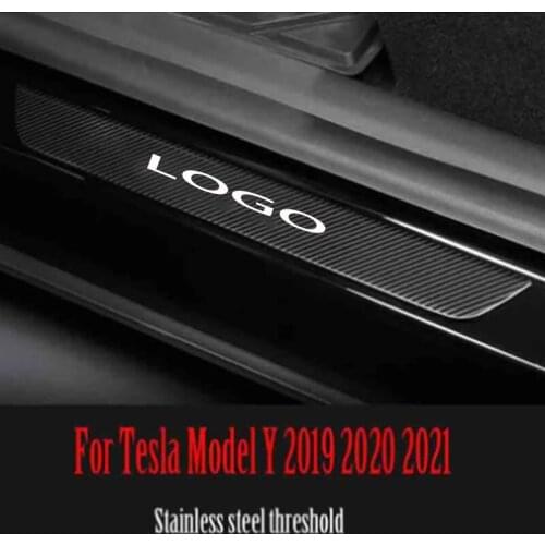 4 Pcs Stainless Steel Threshold For Tesla Model Y 2019 2020 2021 Door Sill Protector Threshold Decoration Car Welcome Pedal