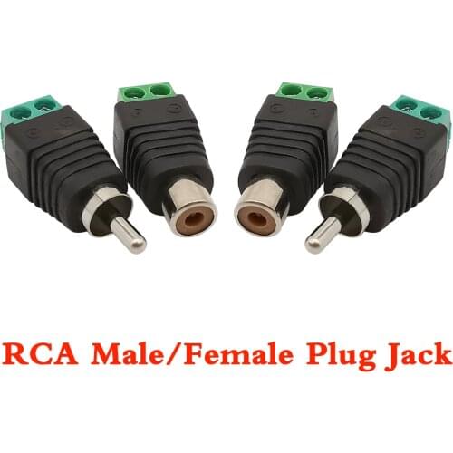 4Pcs RCA Terminal Block Connector RCA Female/ Male Jack AV Screw Connector 2 poles Camera CCTV Video Speaker Wire Cable Adapter
