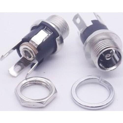 5pcs 5.5*2.1MM 5.5x 2.1 DC Socket With Nut DC Power Jack Socket Female Panel Mount Connector