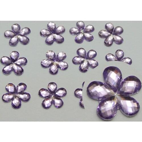 500 Mixed Color Acrylic Flatback Faceted Flower Rhinestone Gems 10mm