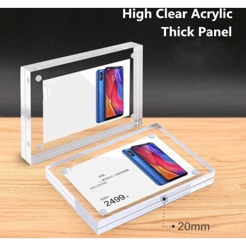 A5 Double Sided Clear Magnetic Acrylic Picture Photo Frame 20mm Thick Blocks Desktop Sign Holder Display Stand