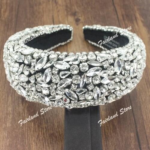 Fairland Personality Dance Show Catwalk Shiny Rhinestones Geometric Baroque Exaggerated Fashion Wedding Temperament Headband