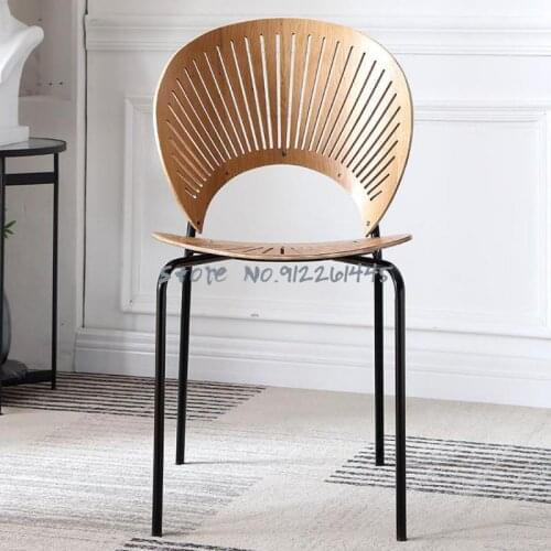 Danish Shell Chair Solid Wood Cafe Dining Chair Home Medieval Light Luxury Creative Simple Modern Designer Sun Chair