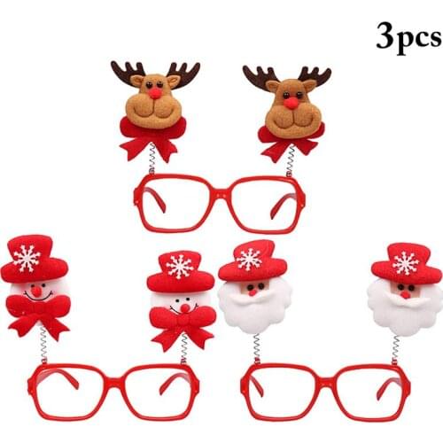 Kids Christmas Glasses Cute 3 Pairs 3D Decor Party Eyewear Festival Eyeglasses For Xmas Party Supplies Clothing & Accessories