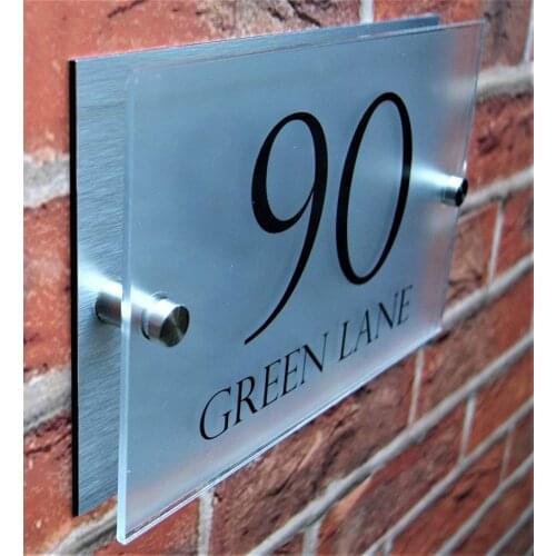 DIY House Number Unique Door Number House Sign Plaque Street Name Frosted Acrylic & Aluminium Composite A1
