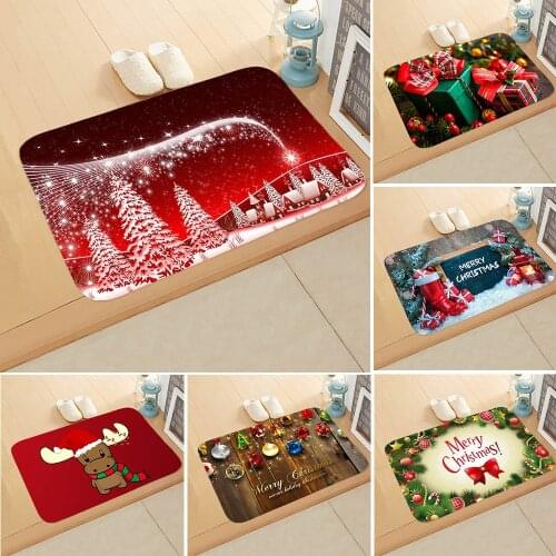 Doormat Merry Christmas Print Anti-slip Absorb Water Bath Mat Bathroom Home Kitchen Bedroon Floor Mat Entrance 40*60cm DD-0115