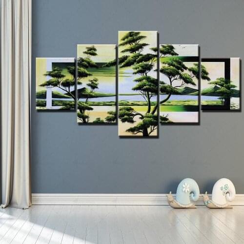 Hd Prints Home Decoration Tree Plant Pictures Wall Artwork Modular 5 Set Poster Landscape Painting Canvas For Living Room Framed