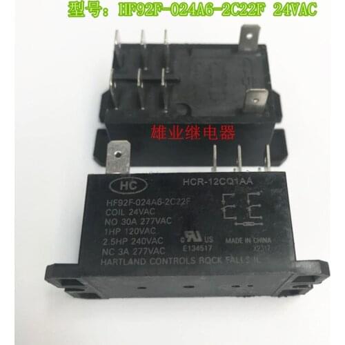 HF92F-024D-2C22F 24VAC 30A Relay 8PIN