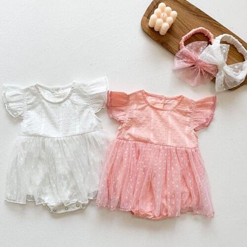 Summer Baby Girls Clothes Toddler Baby Girl Princess Lace Dress Romper Infant Baby Girls Cotton Flying Sleeve Jumpsuit