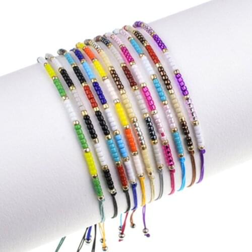 Dames MINI Bracelet / Bohème / Riz Perle / Couleur Charme Bracelet Tissé Féminin Amant Bracelet Bijoux Cadeau 2020