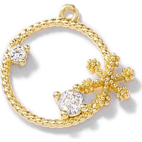 Factory wholesale Gold Color Brass and Zircon Round Charms Pendants Necklace and Bracelet Earring Diy Jewelry Accessories