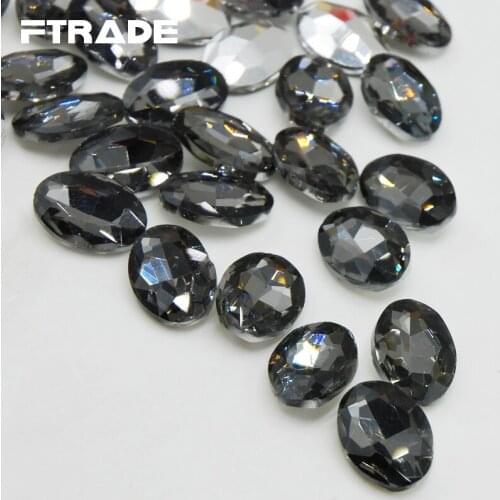 4x6mm-20x30mm Oval Gray Rhinestone Glass PointBack Glue On Fancy Crystal and Stones for Scrapbooking Crafts Clothes Decorations