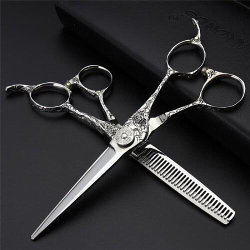 Pet Grooming Scissors and Hairdressing Set 6-inch Barber Scissors, sharp, wear-resistant, non-slip free custom logo