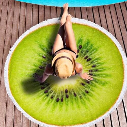 1PCS Beach Towel Beautiful Fashion Special Round Beach Towel Fruit Shape Mat Shawl for Summer Picnic Blanket Swimming Towels