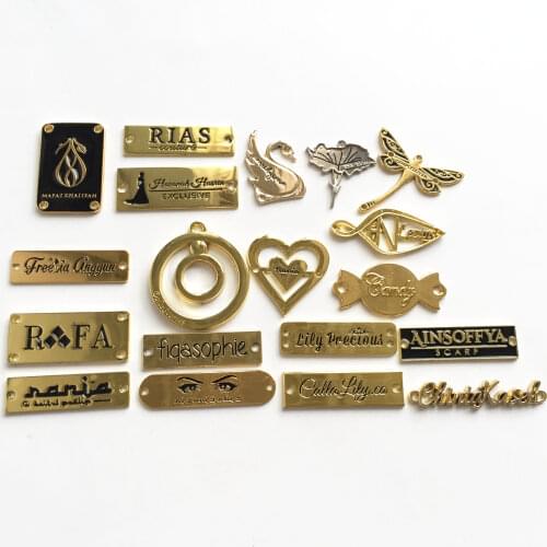 Custom Metal Tag Brand Logo Name Sewing Metal Label For Clothing Swimwear