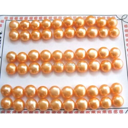 Freshwater pearl orange red coin 8-9mm earrings 30pairs wholesale beads half hole FPPJ