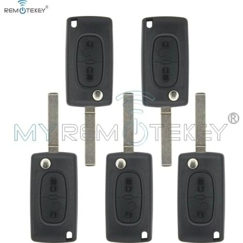 Remtekey 5pcs CE0523 Flip remote car key 2 button 433 mhz ID46 - PCF7941 VA2 for Peugeot for Citroen ASK