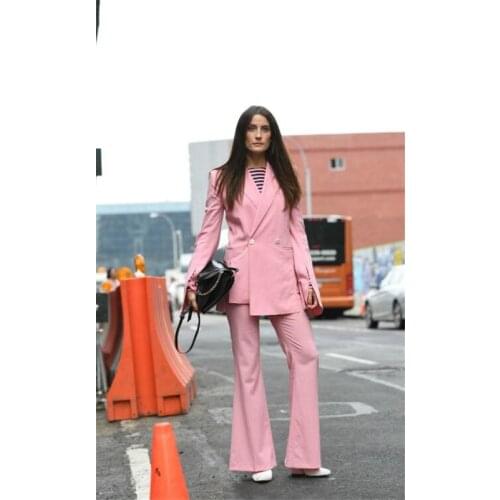 Pink Sexy Women Pantsuit Jacket Women Fashion Long Sleeve Suit Women Elegant Tailored Collar Jacket Suits Female Ladies