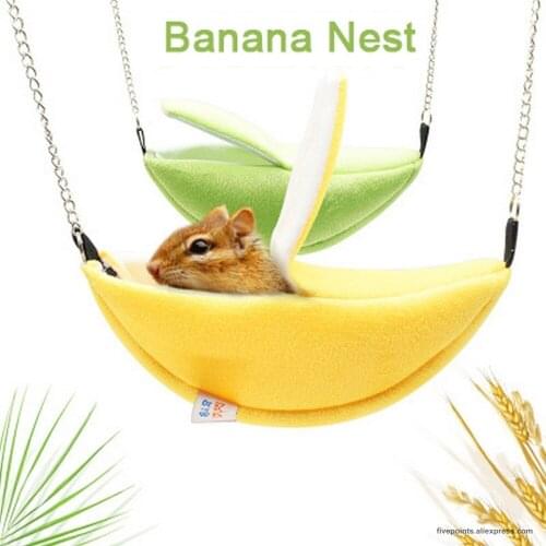 Pet Hammock Bed Hanging Nest Banana Shape Hammock Pet Boat Nest Bed Hamster Squirrel Chinchilla Hammock Winter Warmth House