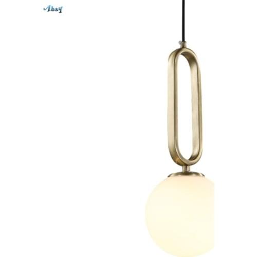 Nordic Oval Ring Glass Ball Pendant Lights Childrens Room Bedroom Single Head Bedside Lamps Living Room Table Hanging Fixtures