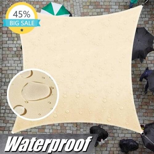 Beige UV Protection Awning Waterproof Sunshade Outdoor Sail Sun-shelter Garden Awnings Canopy Swimming Pool Party Beach Camp