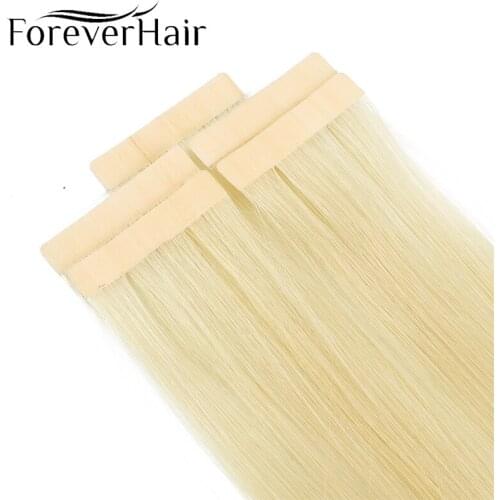Forever Hair Real 100% Remy Tape In Hair Human Hair Extension Seamless Skin Weft 5 Pcs Only Silky For European