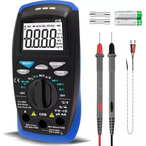 Holdpeak 41B 6000 Counts Voltmeter Ammeter for AC DC Volt &Current, Capacitance,Temp and Diode Tester Electrical Tester with