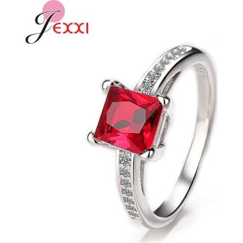 Square Zircon Dainty Engagement Rings for Women Ladies CZ Crystal Natural Stone Wedding Band Love Ring Party Gift Jewelry