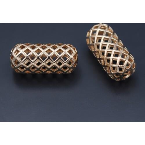 10pcs Dubai Gold Metal Spacer Beads Hole 4mm Hollow Long Tube Beading DIY Jewelry Findings for Indian Men Women Bracelet Making