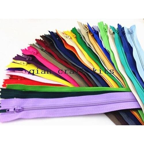 100pcs 7.5 inch 23cm dress zippers, zippers, nylon coil, closed end, all purpose mix color bright, light, neutral assortment