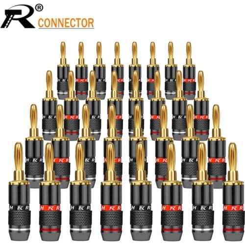 16PCS Speaker Banana Plug Connector 24K Gold Plated Copper Speaker Adapter Audio Video Banana Connectors